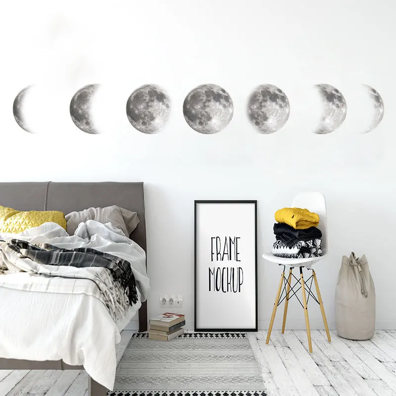 

Creative Lunar Phases Wall Stickers For School Home Decorations Educational Moon Phases Mural Art Diy Kids Room PVC Decal