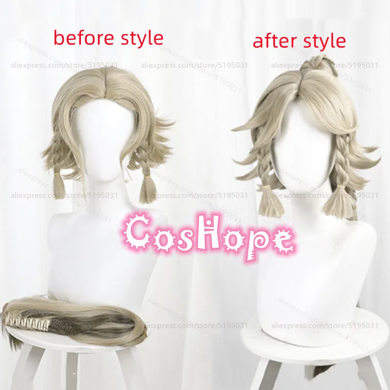 Качина парик для косплея с хвостиком 70 см длинные волосы серо-золотой косплей