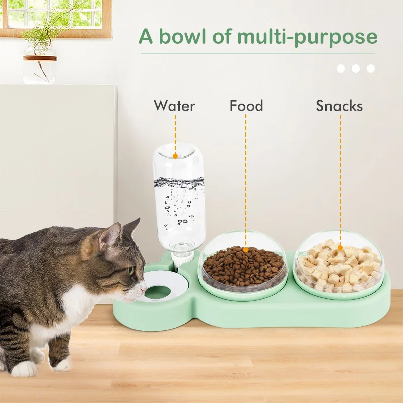 

Automatic Cat Bowl Water Dispenser Water Storage Pet Dog Cat Food Bowl Food Container with Waterer Pet Waterer Feeder