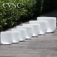 cvnc 6 12 white frosted quartz crystal singing bowl chakra set 7pcs for sound healing yoga mediation with mallets