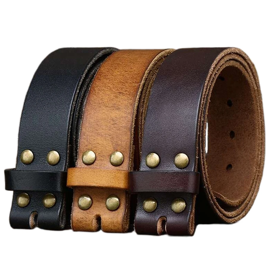 Cowhide Leather Belt No Buckle Wide Real Genuine Leather Belt Without Pin Buckle Strap Designer Belts Men Width:3.8cm