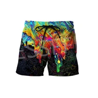 tessffel hipple aliens oil psychedelic trippy tattoo funny menwomen 3dprint summer streetwear beach shorts casual short pants 2