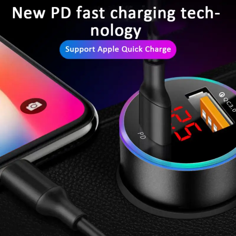 66w car charger dual port usb type c quick charger digital pps qc pd 3 0 laptop phone charger for iphone 13 12 xiaomi free global shipping