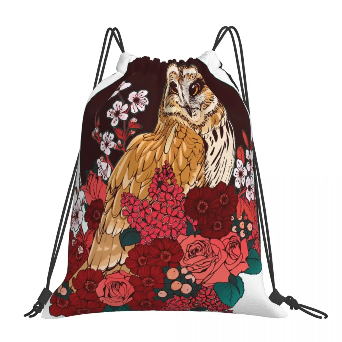 

Рюкзаки на шнурке с принтом Совы и цветов
