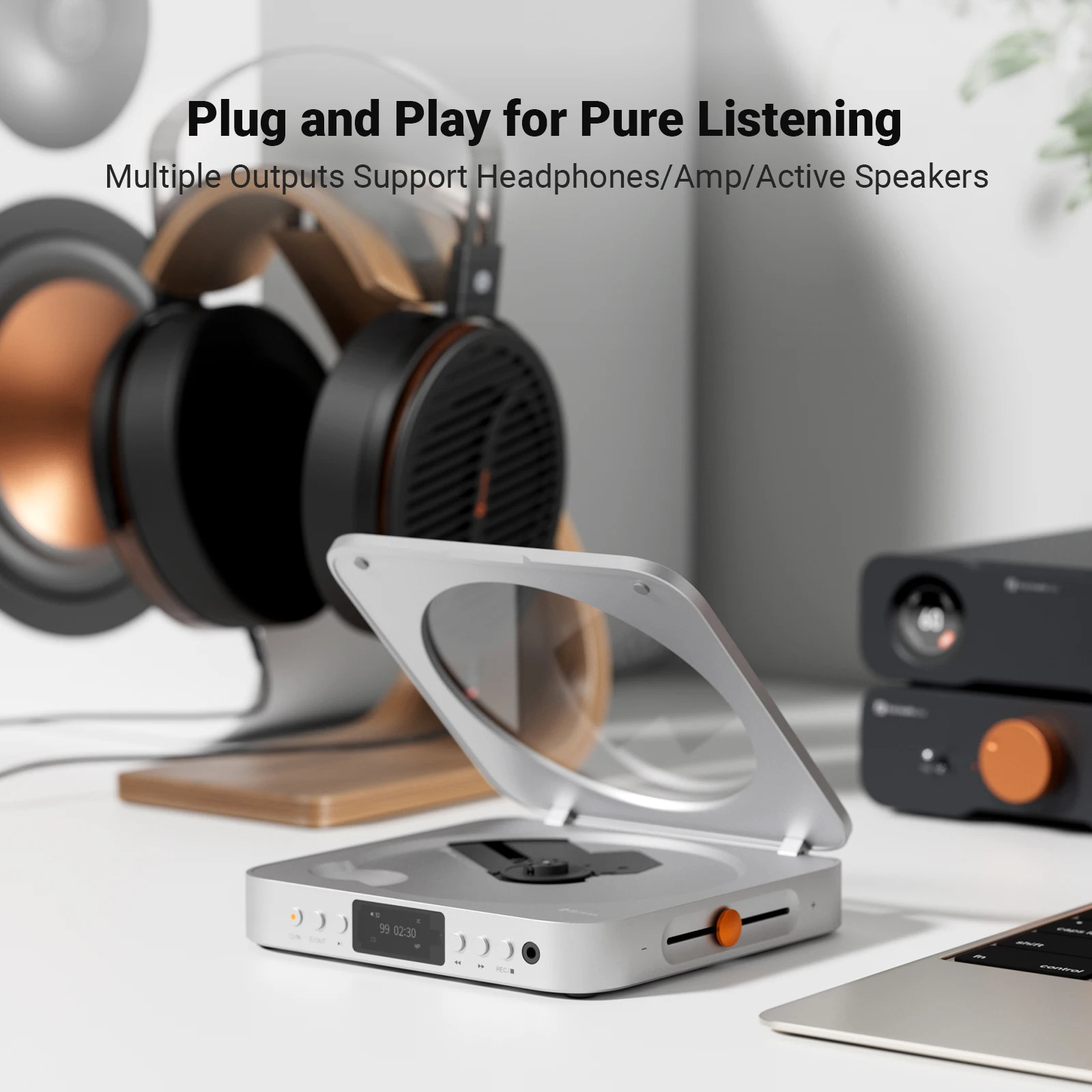 Фото Fosi Audio Merak HiFi CD-плеер 210 мВт *2 с усилителем для наушников, ЦАП и пультом ДУ, CS43131, поддержка USB-репликации и входа USB-накопителя №2