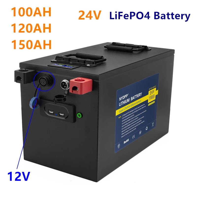 

24V 100AH 120AH 150AH LiFePO4 Battery 24v lifepo4 100ah 120ah 150ah battery 24v Lithium iron phosphate battery with 10A Charger