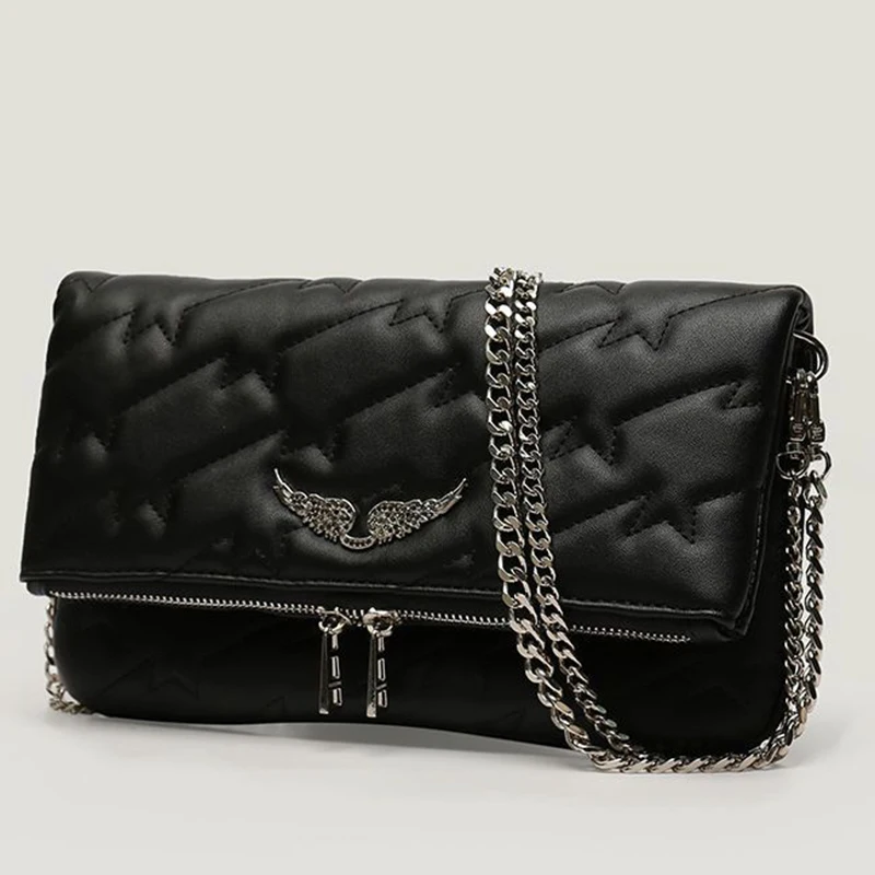 Сумка Zadig, дизайнерский бренд, женские классические сумки с крыльями, винтажные черные Рокки, шипованные 2023, через плечо, искусственная кожа