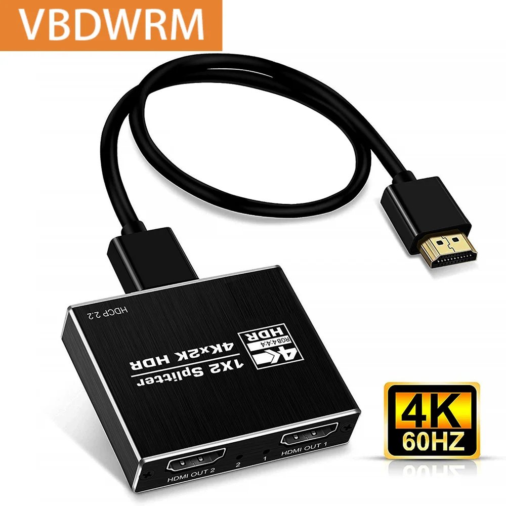 

HDMI 2.0 Splitter UHD 1X2 Switcher Splitter Video Displayport HDCP 2.2 HDR 4K 60HZ for PS4 Pro Apple TV PC TV Box