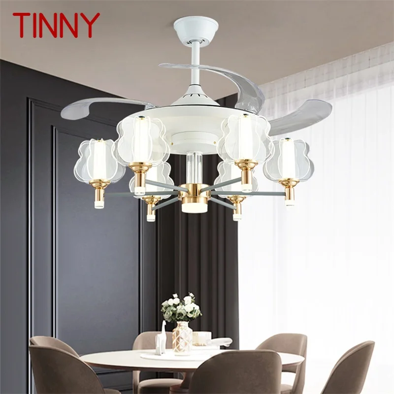 

TINNY LED Ceiling Lamp With Fan White Invisible Fan Blade With Remote Control Fixtures For Living Room Bedroom Restaurant