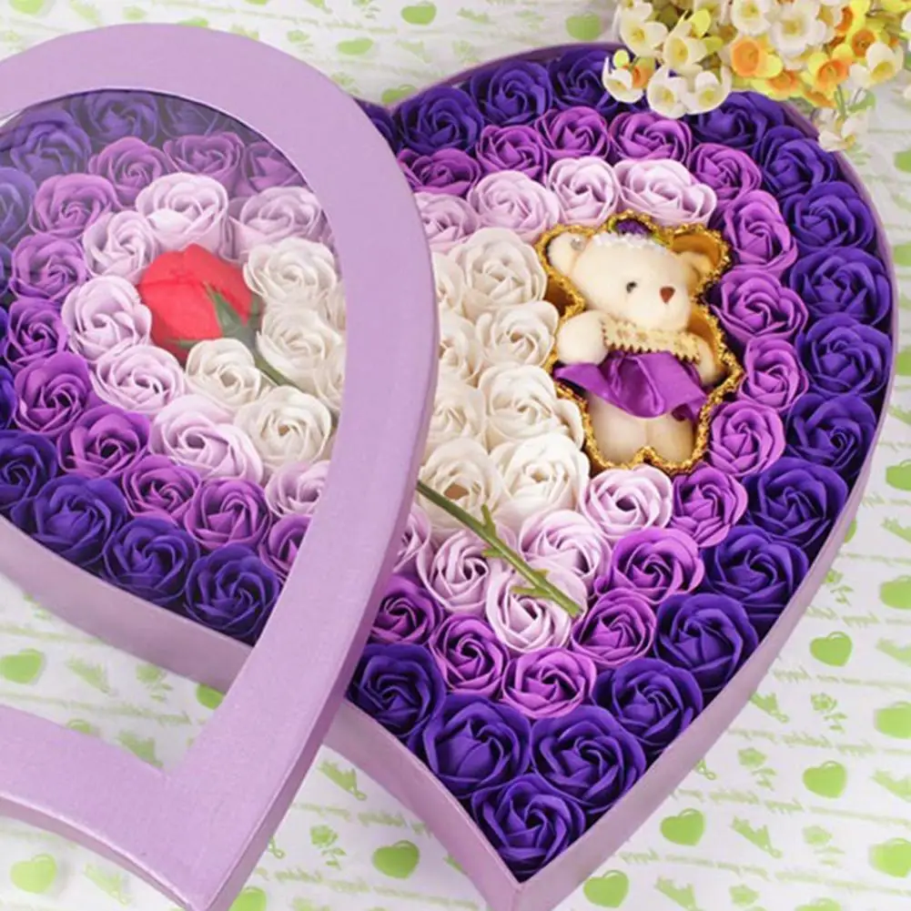 

1 Set Excellent Faux Soap Rose Flower Gift Box Set Bridal Shower Gift Lightweight Eternal Flower Multi-purpose for Home