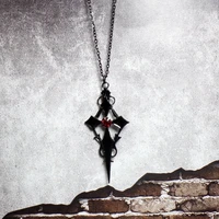 goth black pendant red rhinestone satanic cross crucifix chain necklace for women gift charm jewelry accessories