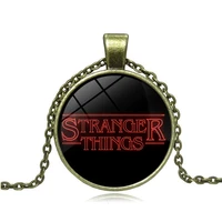 stranger things necklace women vintage sweater chain round transparent glass gem hard necklace pendant personality gothic jewelr