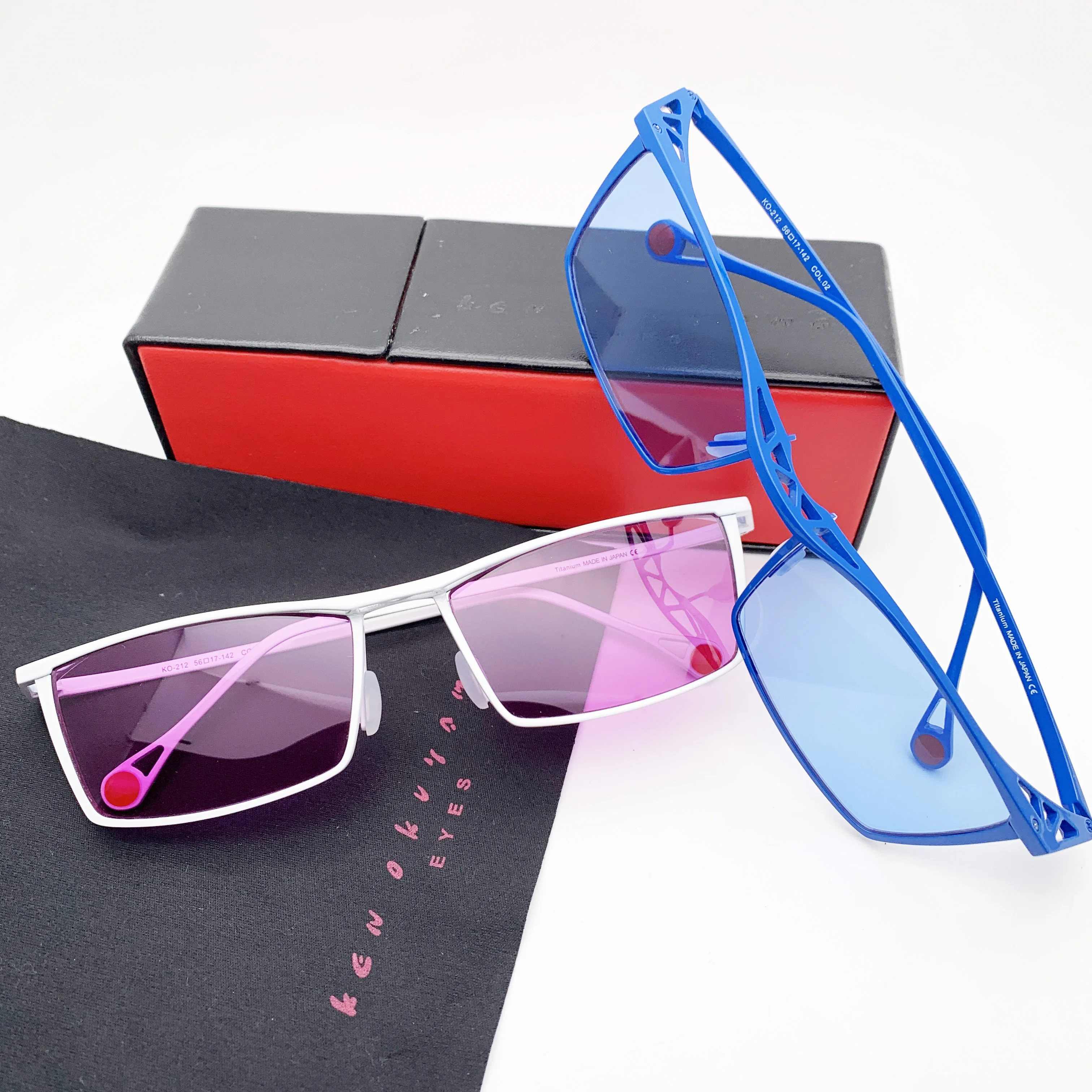 Belight Ken Okuyama Optical Frame Design Square Shape Big Face Women Men UV400 Protection with Case Oculos Sunglasses KO-212