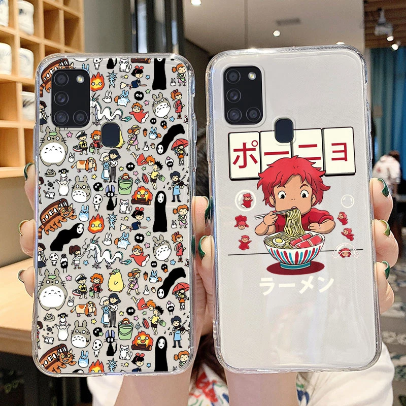 Милый прозрачный чехол с рисунком аниме для Samsung Galaxy A21S телефона в студии бампер