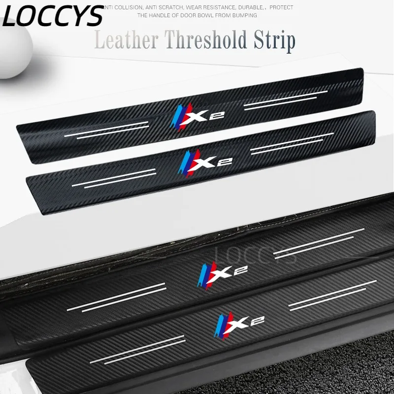 

4Pcs For Bmw X2 F39 Carbon Fiber Car Door Sill Welcome Pedal Decoration Protect Leather Stickers Auto Accessories