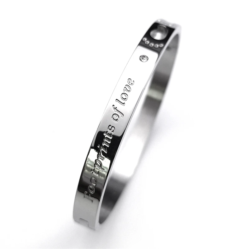 Модный браслет с надписью Следы любви для женщин и мужчин из нержавеющей стали