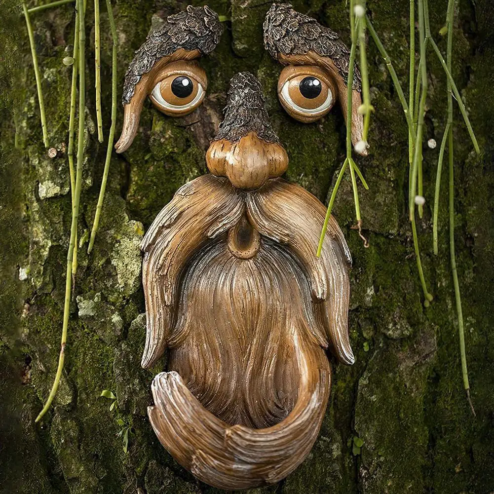 

Funny Old Man Tree Face Hugger Garden Art Outdoor Tree Face Garden Whimsical Old Gnome Statue Tree Decor Sculpture Amusing V4P7