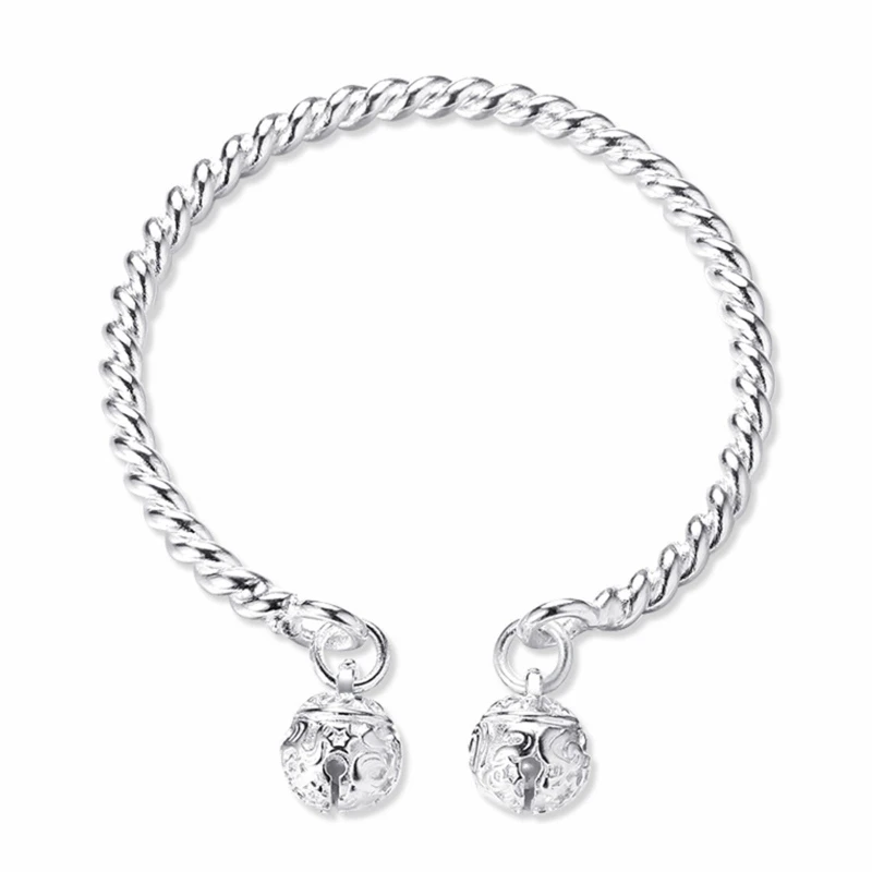 

Silver Open Bangle Jewelry with Charm Cuff Bracelet for Best Friend Teen Girls Jewelry Gifts