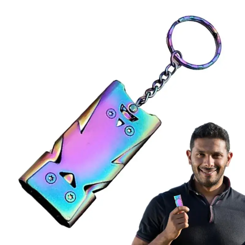 

Safety Whistle Outdoor 120 Db Aluminum Alloy Keychain Whistle Portable Double Tubes Whistle For Backpack Hiking Accessories For