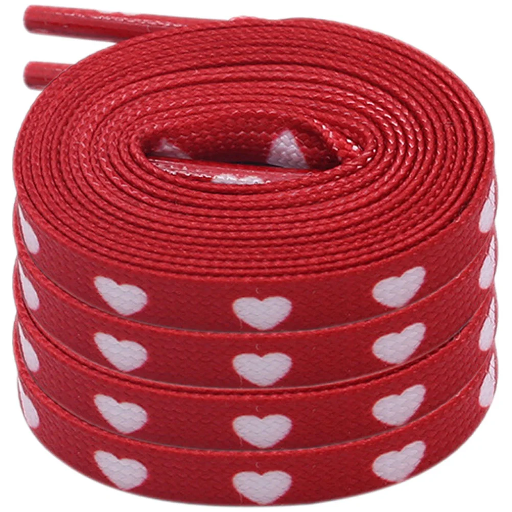 

2 Pairs Red Background Bottom Heart-shaped Shoelaces Colorful Sneakers Polyester