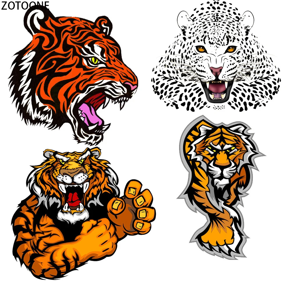 

ZOTOONE Tigers Leopards Patches for Clothing DIY Applications Iron on Heat Transfer patch Appliques on Clothes Thermo Stickers E
