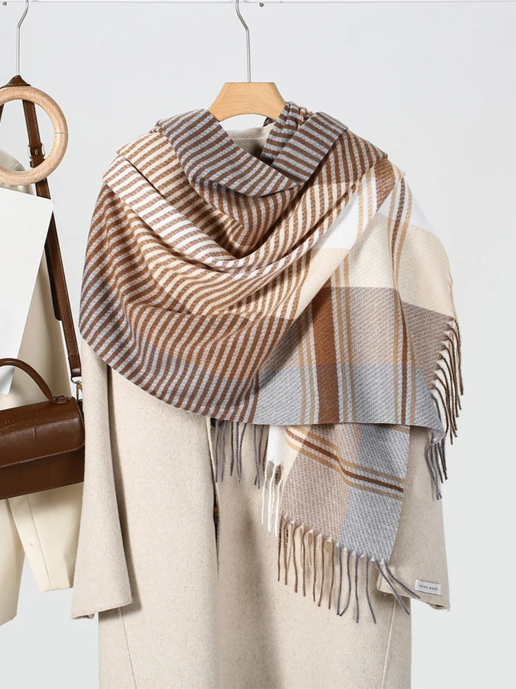 Новинка вязаный Ретро шарф с бахромой головной платок зимний женский и мужской в