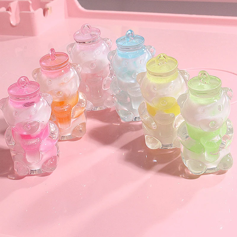 

Luminous Mini Resin Bear Bottle Car Dashboard Toys Dolls Figures Home Garden Decoration Cartoon Color Cute Car Ornaments Gift