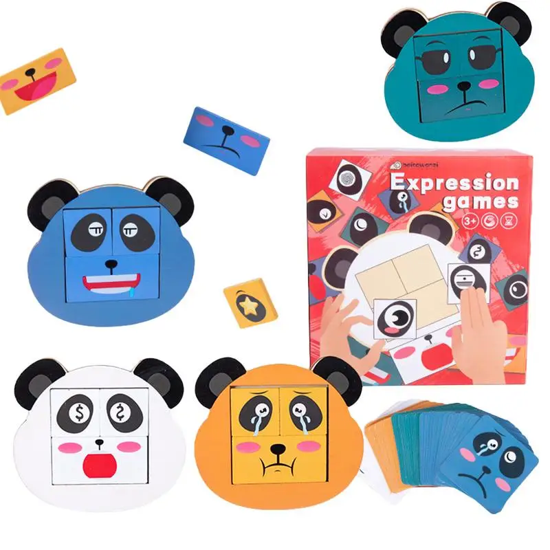 

Выражение пазл строительные блоки деревянная панда выражения игрушка набор образовательные строительные блоки настольная игра Интерактивная Монтессори