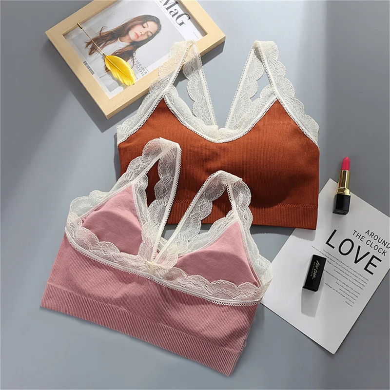 2022 Sexy Women Lace Tube Top Bra Wrap Brassiere No Steel Ring Comfortable Bottoming Soft Thread Sling Lingerie Sports Underwear