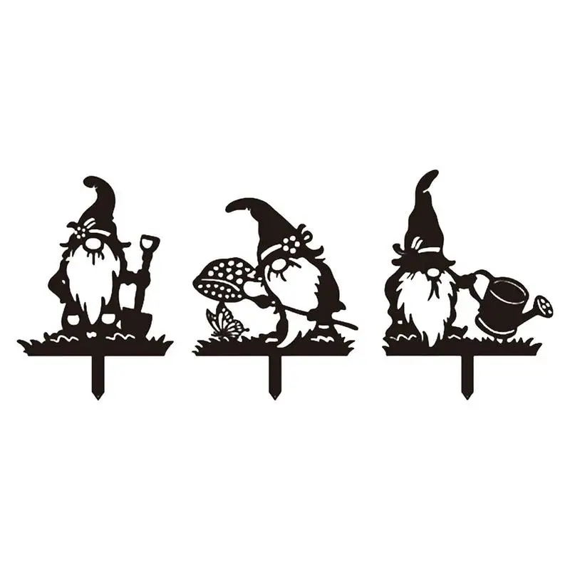 

Садовые гномы, 3 шт., металлические садовые Декорации для улицы, силуэты гнома с вырезами, винтажные металлические звенья