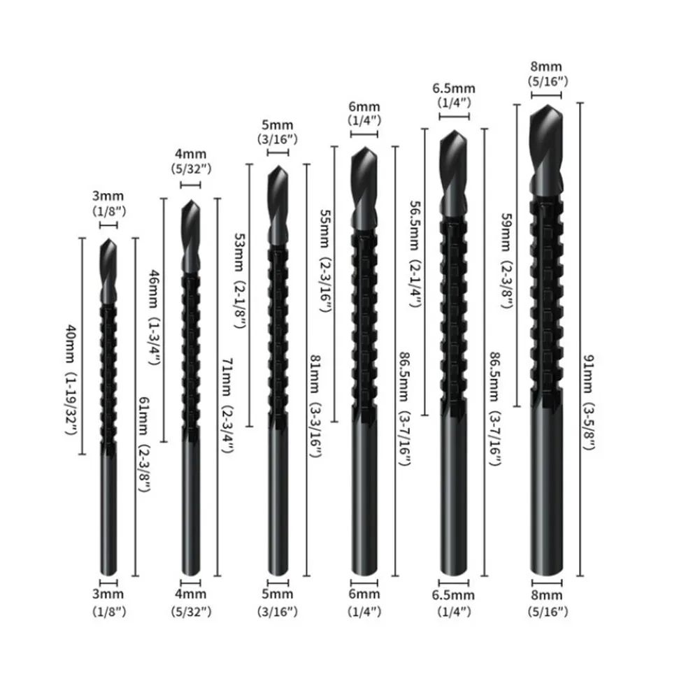 

6 PCS Drill Bit HSS Electric Drill Bit Serrated Grooving Spiral Hole Saw Wood Drilling Tool 3mm 4mm 5mm 6mm 6.5mm 8mm Hand Tools