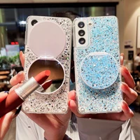 fashion makeup mirror glitter phone case for samsung galaxy s22 note20 ultra s21 plus s20 fe a53 a33 a51 a71 a22 a32 shiny cover