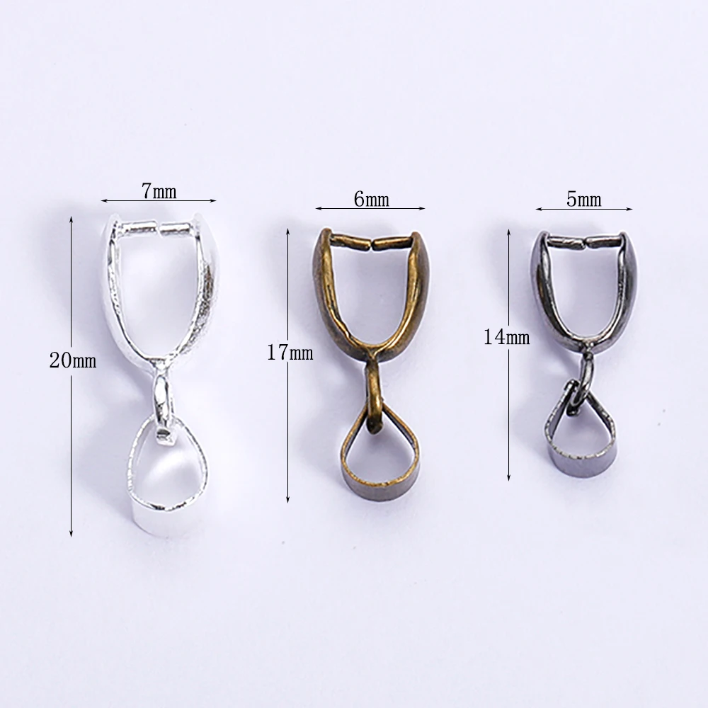 100pcs/lot 5x14mm 6x17mm 8x20mm 6 Colors Plated Pendants Clasps Clips Bails Connectors Copper Charm Bail Beads Jewelry Findings