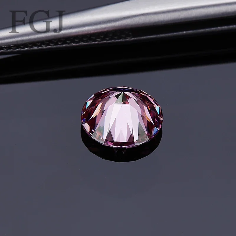 FGJ Сакура Розовый 0 5-3 карата Настоящее свободное покрытие из муассанита Круглая