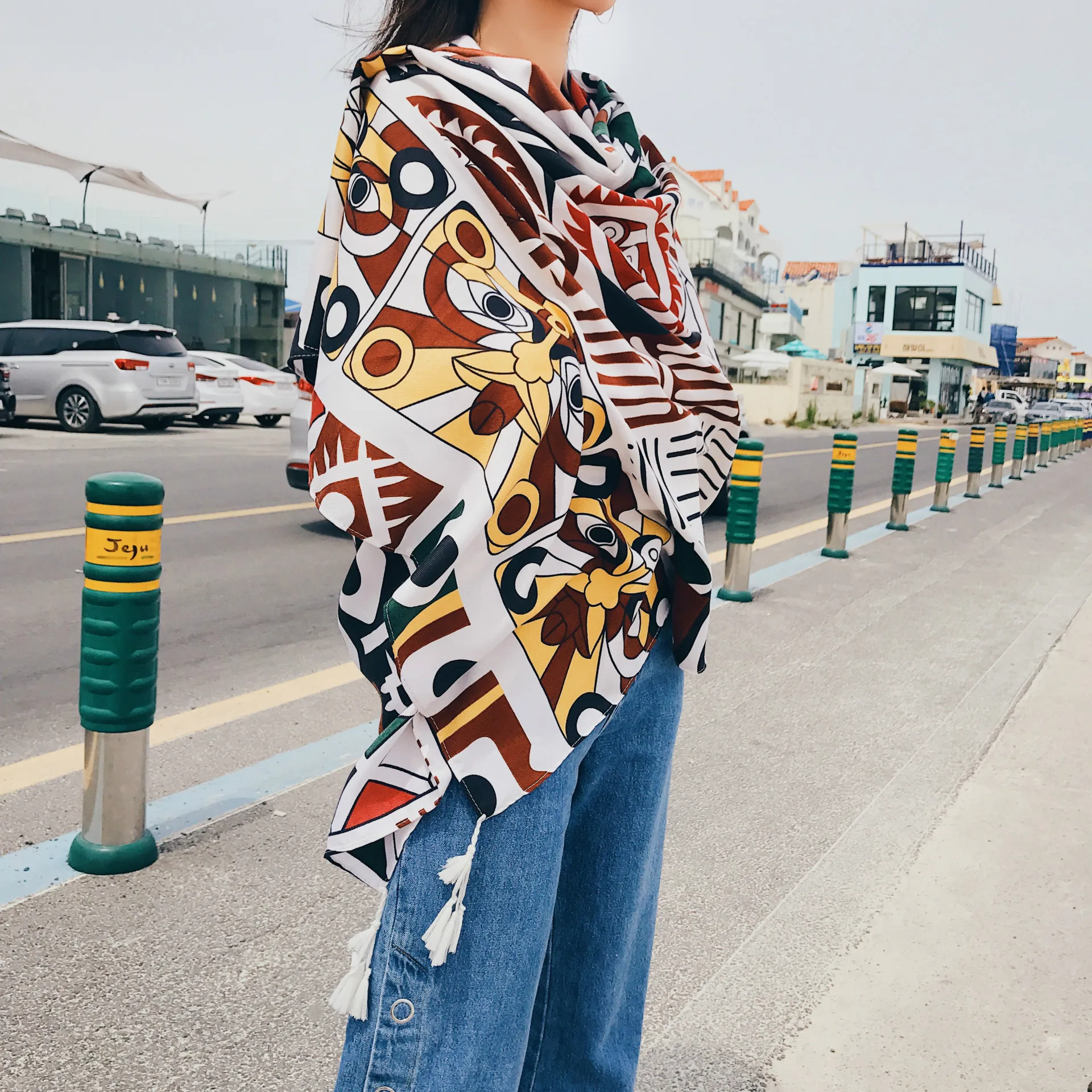 Шарф-одеяло женский в стиле бохо большого размера YG738 |