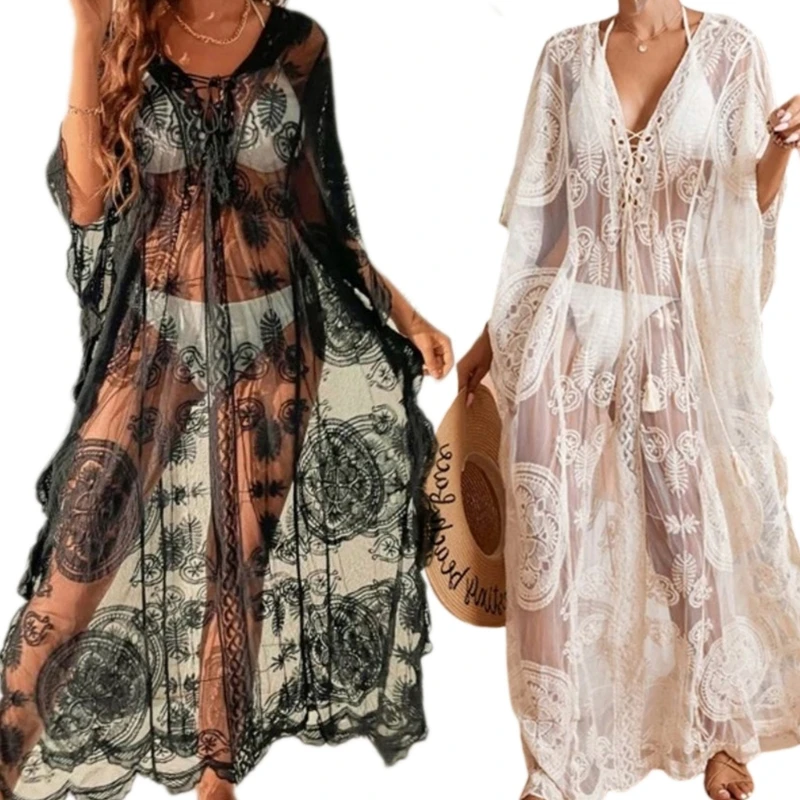 

Ажурное бикини, накидка для женщин, купальник из 3 предметов, однотонный купальный костюм