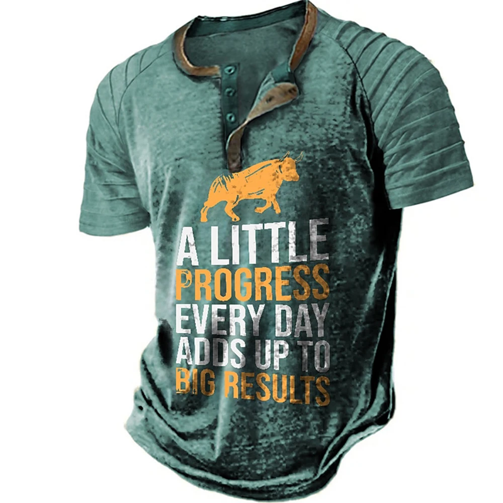 

2023 Letter Cow Element 3D Printed Top Men's Breathable Fitness Comfortable Undershirt Short Sleeve Casual Button TShirt Fashion