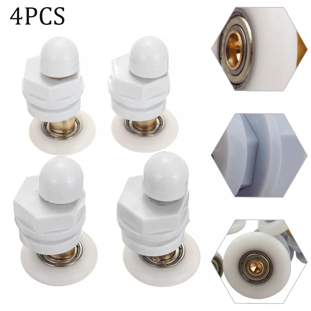 

4PCs Bath Door Rollers Runners Wheels Pulleys White Shower Repair Replace Easy Glide Rollers And Easy Clean 19 23 25 27 Or 29mm