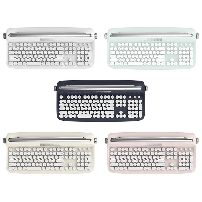 Fashion Korea Bluetooth-compatible Typewriter Keyboard Retro Steampunk 108 Keys Dot Office Wireless Mechanical Keyboard