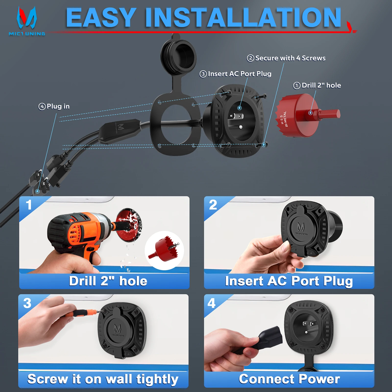 MICTUNING 15 А 125 В переменного тока модернизированная вилка порта для автофургона с