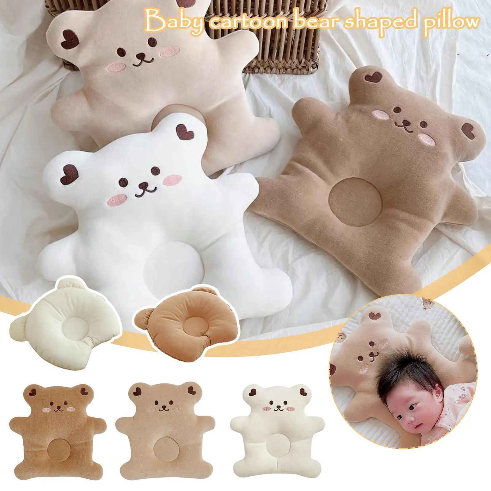 

Baby Pillow Cotton Baby Shaping Cartoon Bear Pillow Cushion Newborns Roll Sleep Toddler Positioner Ant J8u2