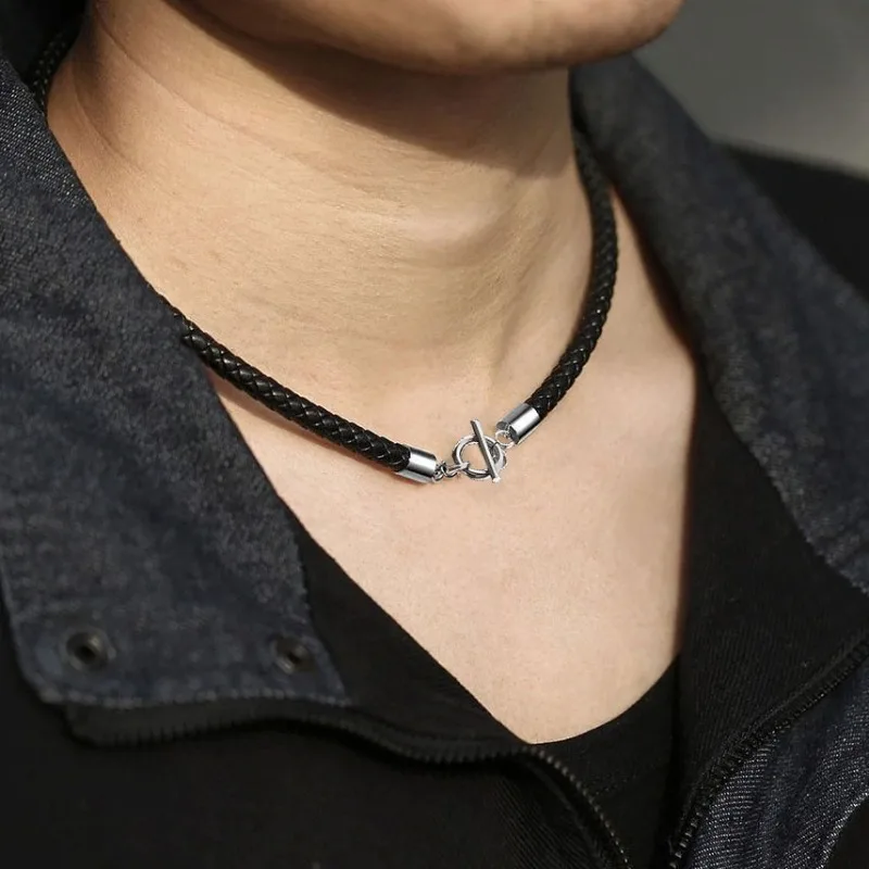 Европа и Америка Бохо плетеное ожерелье из искусственной кожи нержавеющей стали