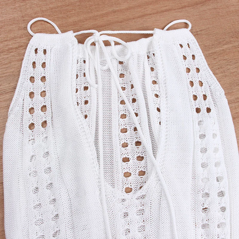 Летняя Повседневная вязаная накидка на бикини короткое пляжное платье женский