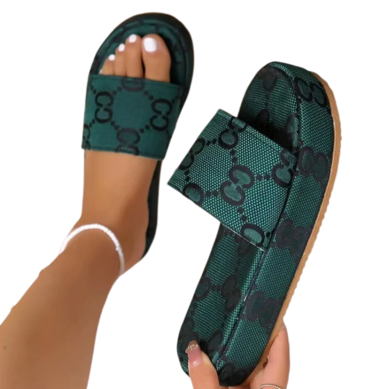 2023 Summer New Sandals Embroidered Slippers Printed High Thick Bottom Anti-slip Fashion Casual Women Shoes Female