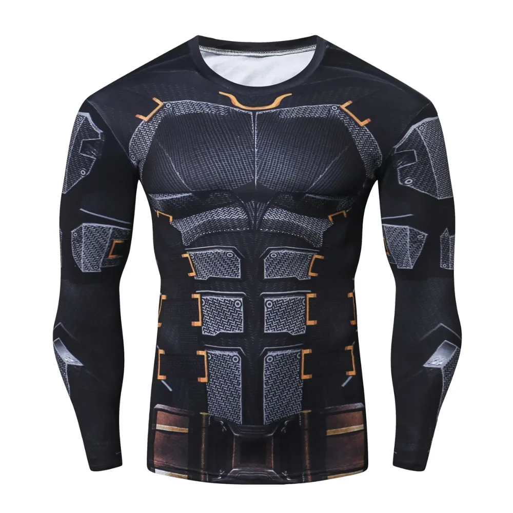 

2022 Spring and Autumn New 3D Print Compression T Shirt for Men Casual Long Sleeve Quick Dry Shirt Cosplay Costume T Shirt Homme