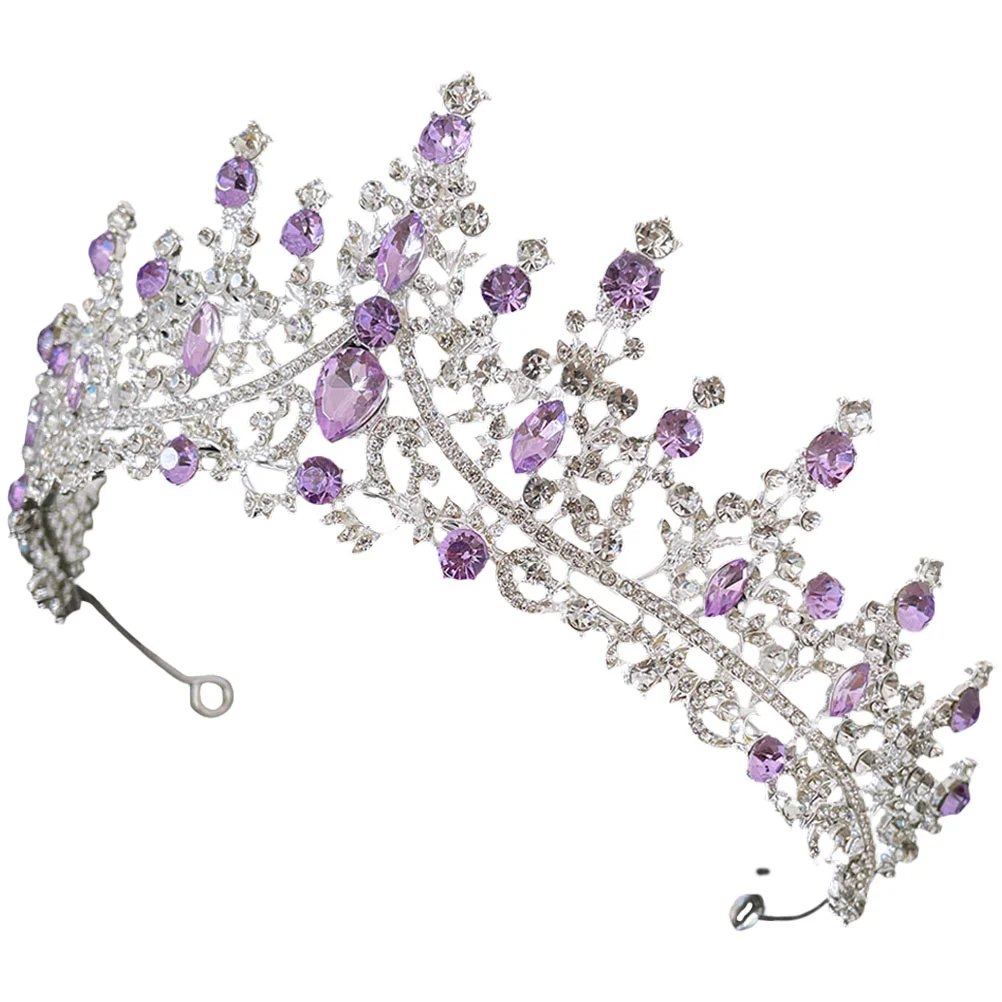 

Prom Tiara Purple Crystal Crown Bridal Headwear Girl Hair Decors Accessories Wedding Headdress Bride Rhinestones for
