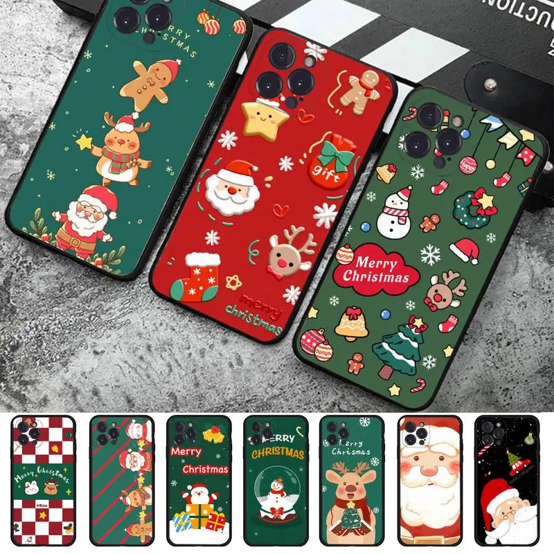 

Christmas Cartoon New Year Gift Phone Case For iPhone 14 11 12 13 Mini Pro XS Max Cover 6 7 8 Plus X XR SE 2020 Funda Shell