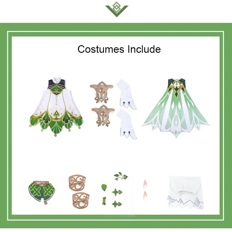 XCXOSD Genshin Impact Nahida Косплей Костюм Парик Маленький Лорд Кусанали Детский Подарок