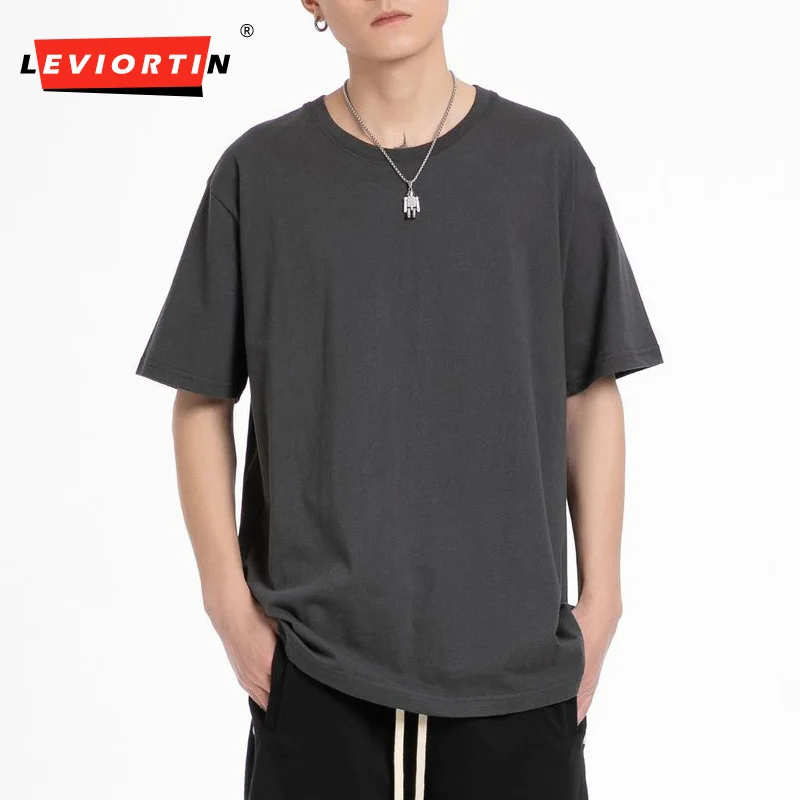 

220g Cotton Solid Color Short Sleeve T-shirt Men's And Women's Round Neck Bottomed Shirt Tide White T-shirt