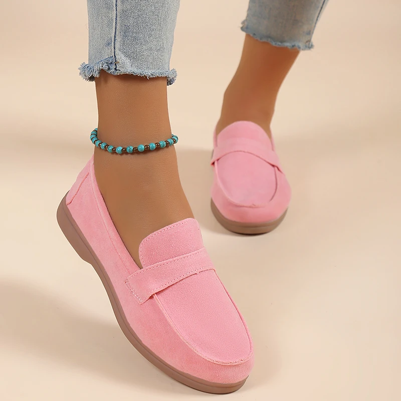 Classic Woman Moccasins Summer Fashion Colorful Slip-on Flat Shoes Ladies Brand Design Casual Artifical Suede Loafers Plus Size